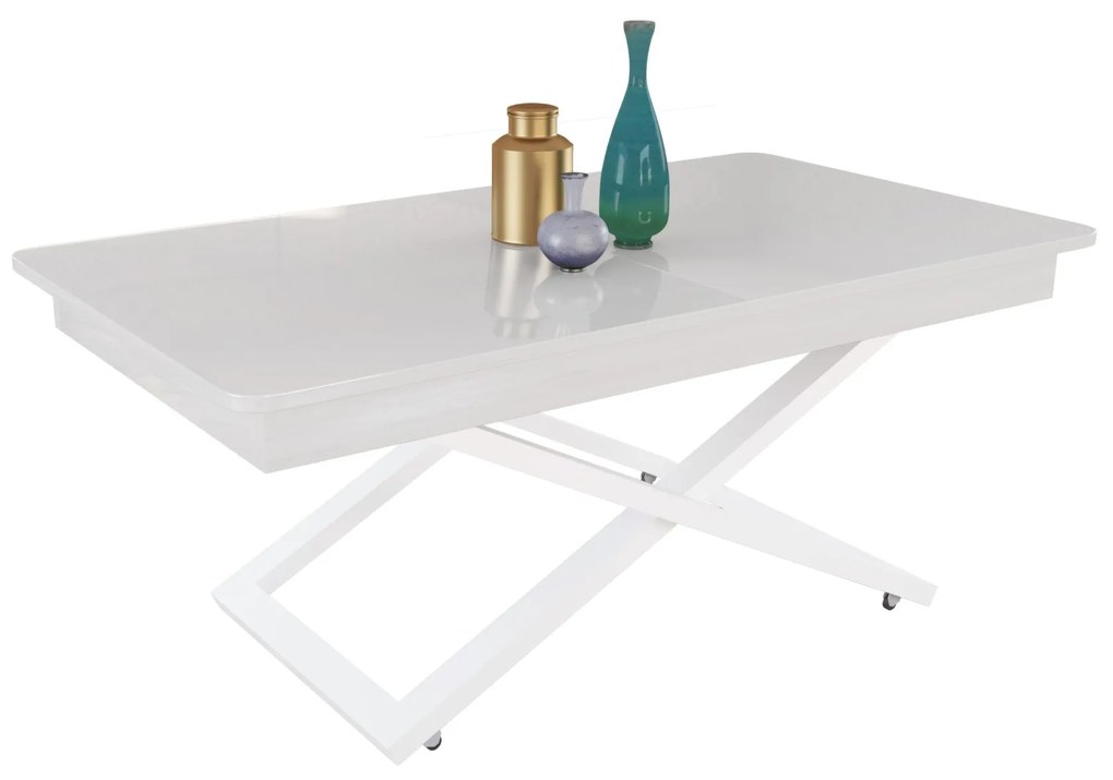 Разтегателна маса с повдигащ механизъм Барселона - МДФ мат бяло мат 8685