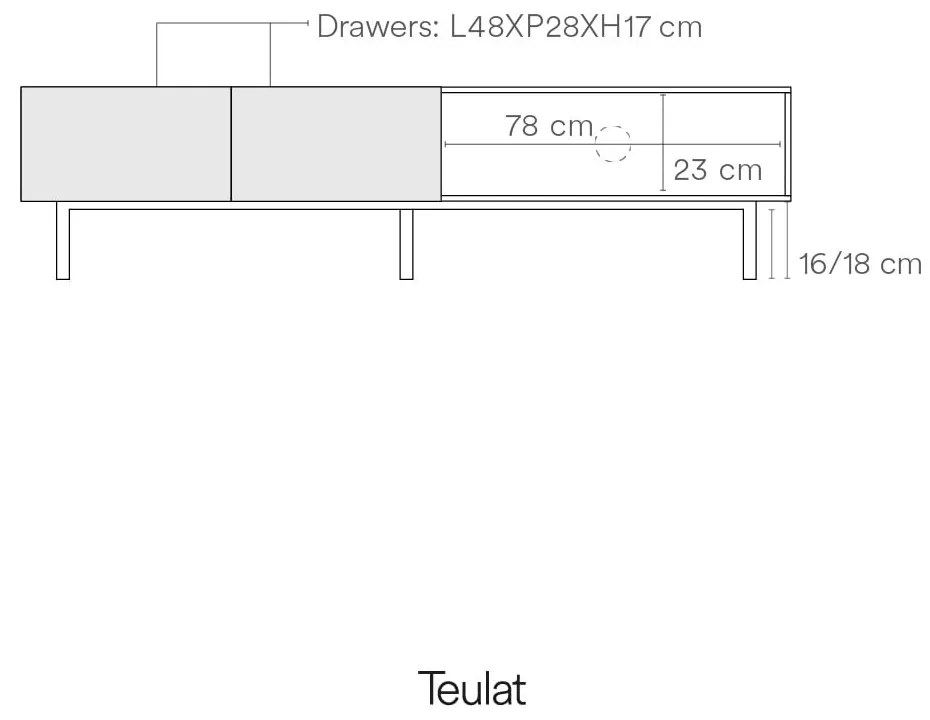 Бяла/естествена маса за телевизор от декор от дъб 180x45 cm Arista – Teulat