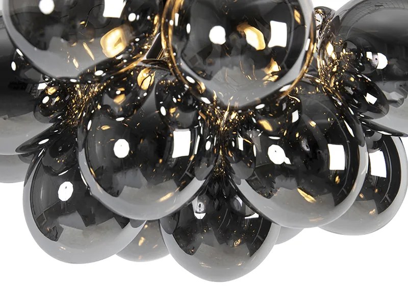 Дизайнерски таванна лампа черна с димно стъкло 4-светлина - Uvas