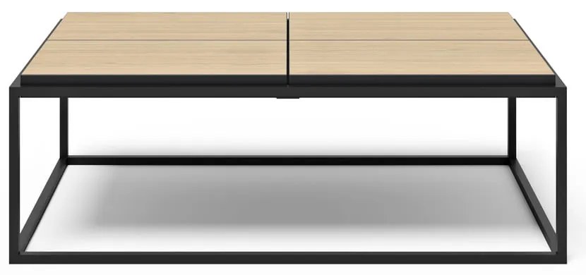 Масичка за кафе с дъбов плот в черен и естествен цвят 75x120 cm Douro - TemaHome