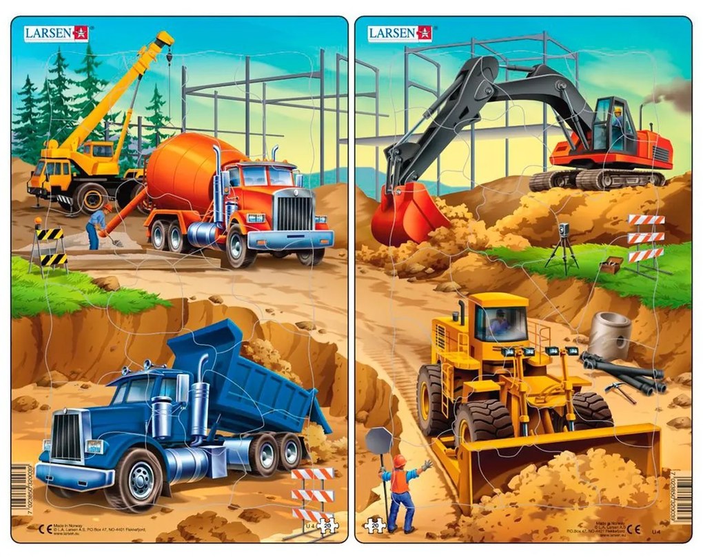 Larsen - Пъзел: Серия "Строителни машини" – 20 части, среден