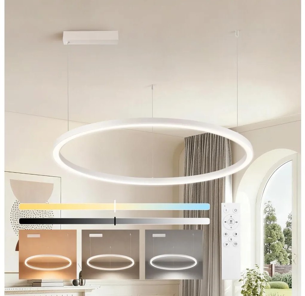 Brilagi - димируем LED полилей на кабел PORTOFINO LED/60W/230V Ø 80 см, бял, с дистанционно управление