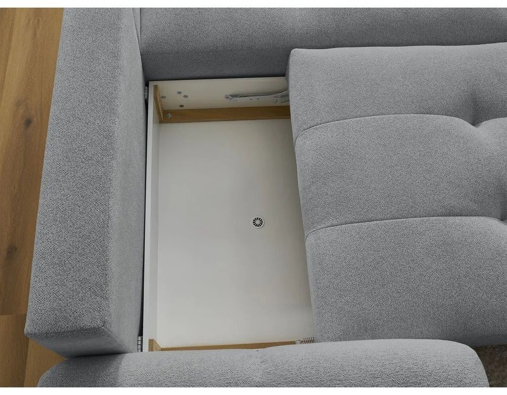 Сив шенилов сгъваем/с място за съхранение ъглов диван (десен ъгъл) Roxelane – Bobochic Paris