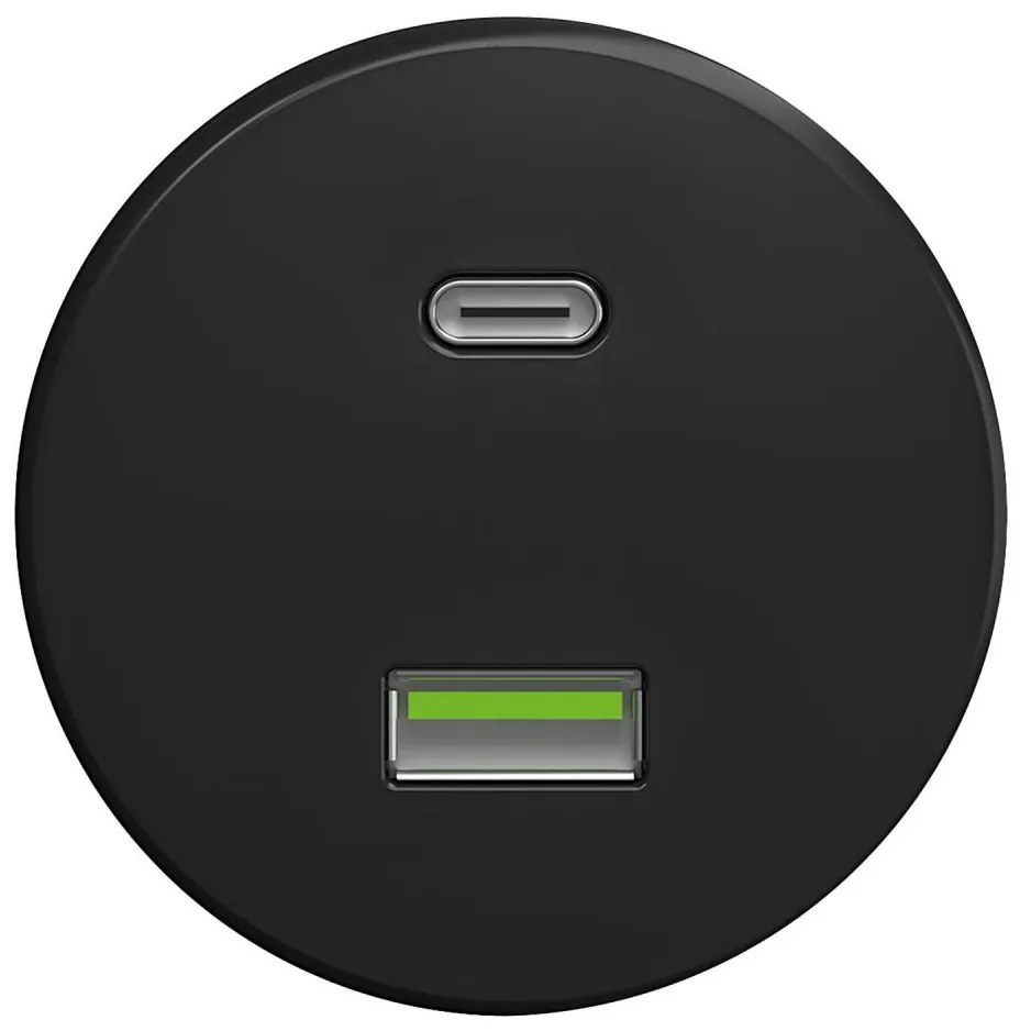 Kliklap - Ретро USB гнездо A+C без рамка, черно