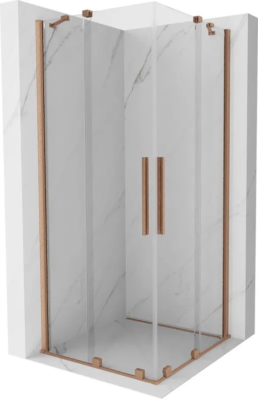 Mexen Velar Дуо плъзгаща се душ кабина 90 x 90 см, прозрачна, четкана мед