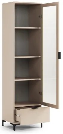 Витрина ЛАНА W-50 Бежов (Шампанско) - ШКАФ С 1 ВРАТА С ЧЕКМЕДЖЕ