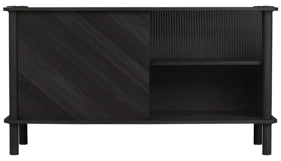 Черна витрина от масивен дъб с плъзгащи се врати 135x73,5x48 cm Italic – UMAGE