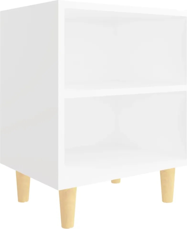 805779 vidaXL Нощно шкафче с крака от дървен масив, бяло, 40x30x50 см