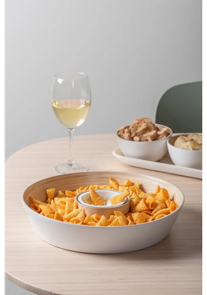 Бяла бамбукова купа за сервиране ø 30 cm Puro – PT LIVING