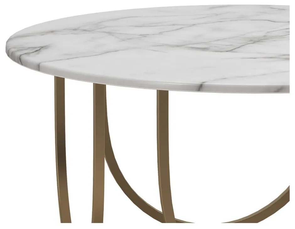 Бяла/ в златист цвят кръгла масичка за кафе от декор от мрамор ø 79 cm Gwyneth – CosmoLiving by Cosmopolitan