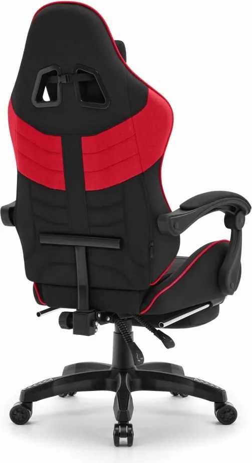 CABRO C501 геймърски стол с подложка за крака, до 150 кг, черен и червен
