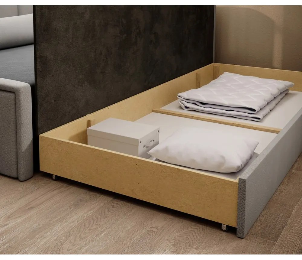 Сив шенилов разтегателен диван с място за съхранение 214 cm Fulgeo – ELTAP