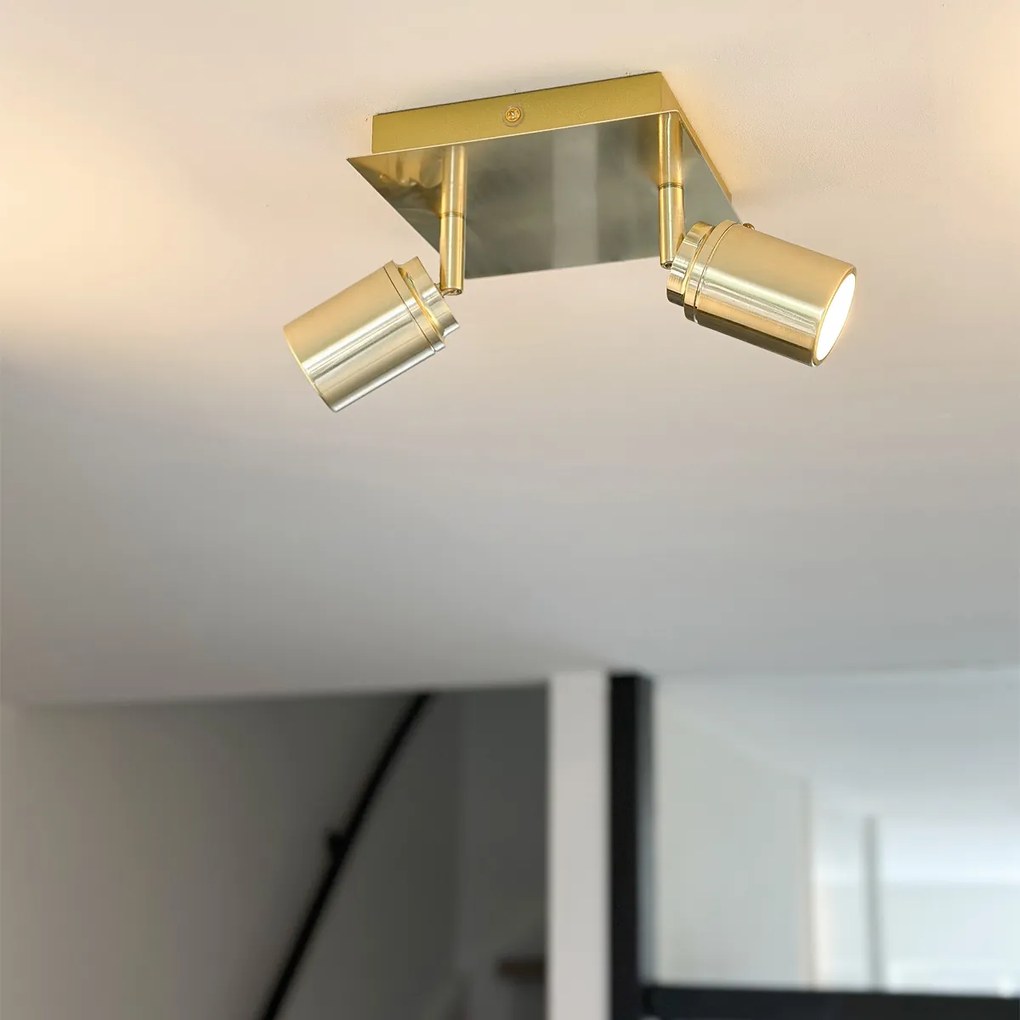 Модерен баня прожектор месинг квадратен 2-светлина IP44 - Ducha