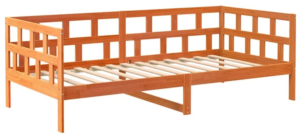 844408 vidaXL Дневно легло без матрак, восъчнокафяв, 90x200 см, бор масив