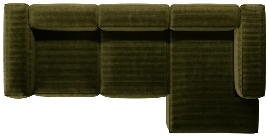 Зелен ъглов диван от рипсено кадифе (десен ъгъл) Bergano – Cosmopolitan Design