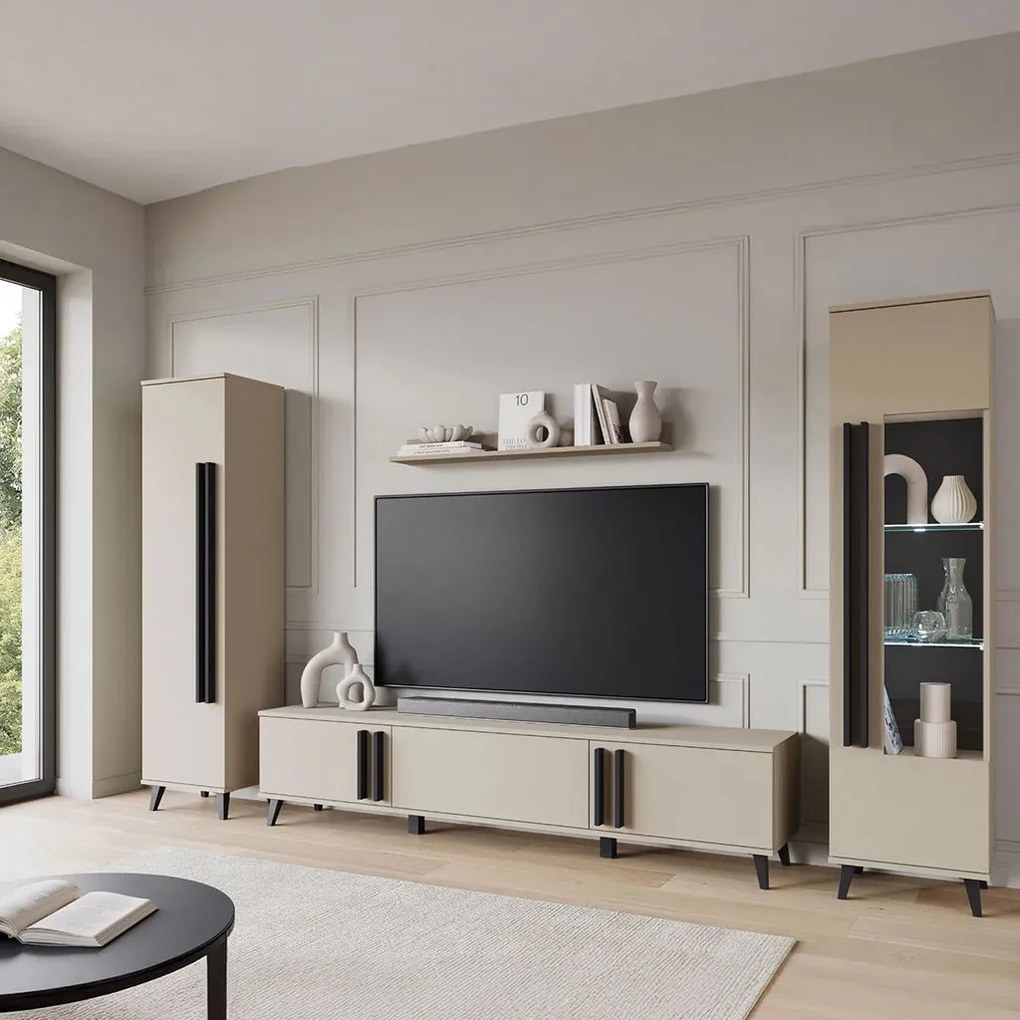 Секция за хол Helsinki II-Бежово-Черен