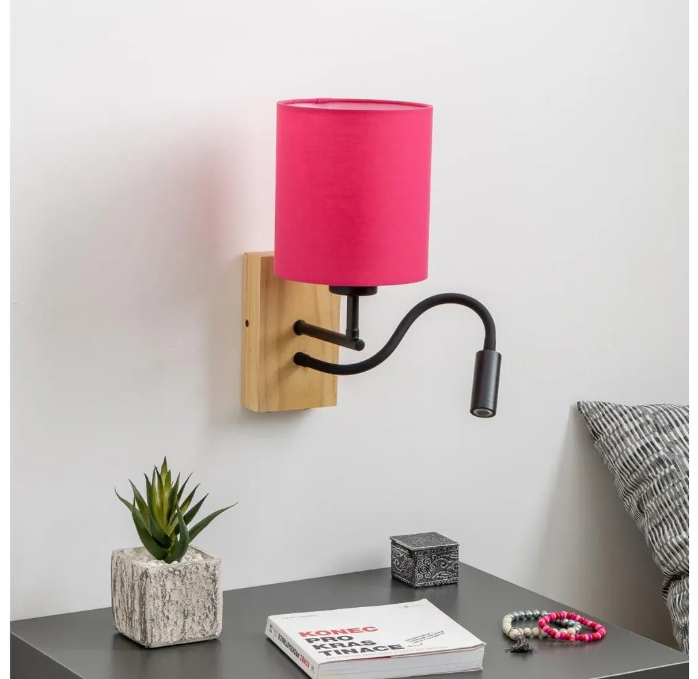 Brilagi - LED Аплик NUBILA WOOD 1xE27/25W/230V + LED/3W дъб/розов