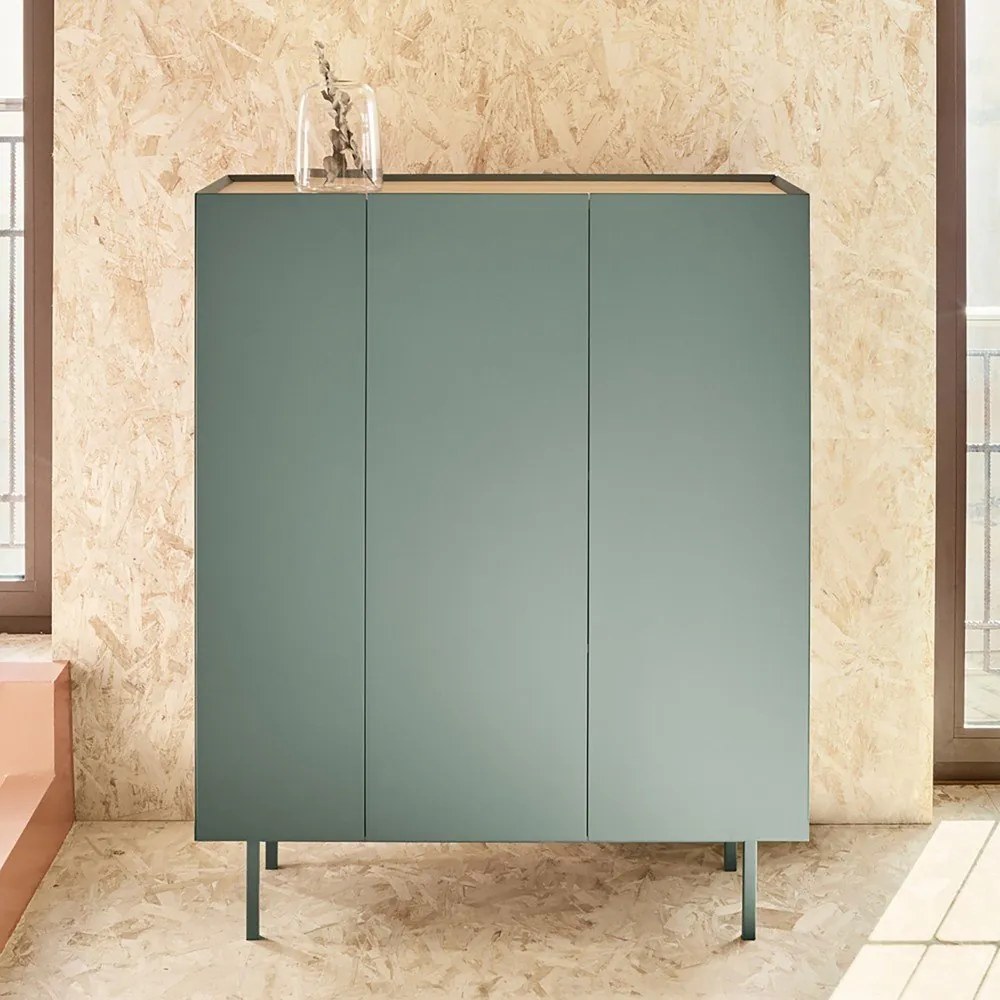 Зелен висок скрин от декор от дъб 95x120 cm Arista – Teulat