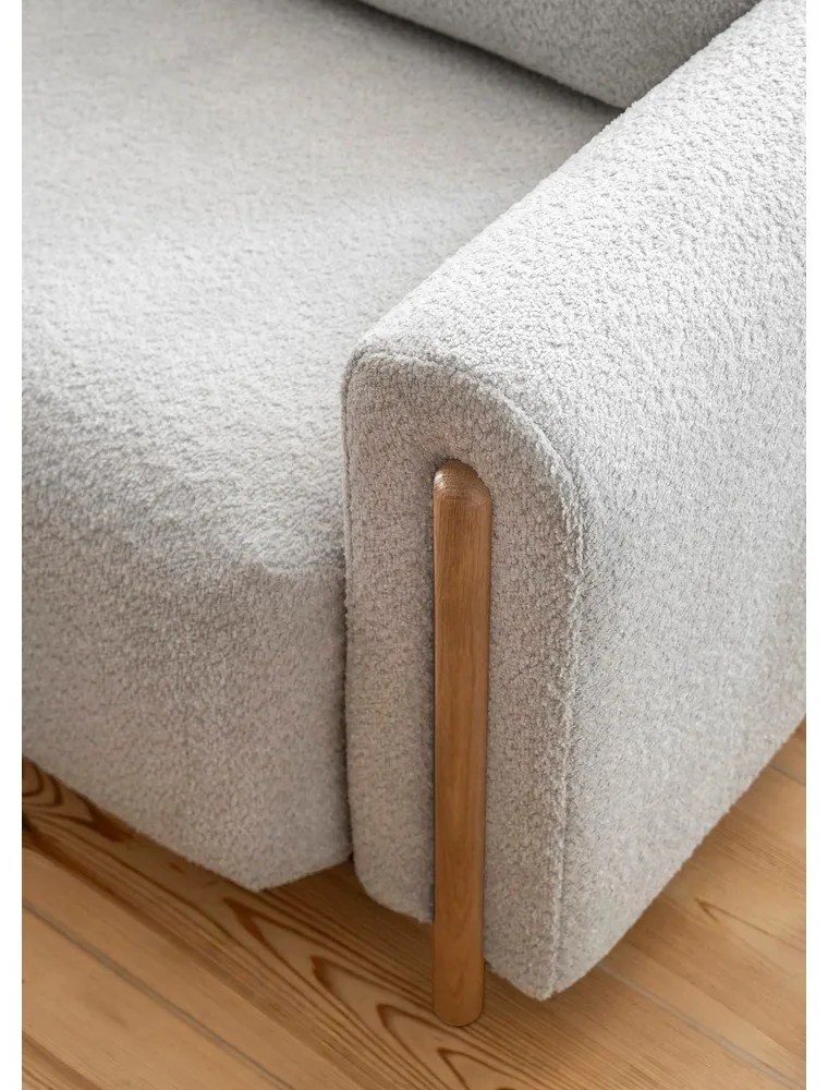 Светлосив сгъваем/с място за съхранение диван от прежда с примки от букле 244 cm Arcadova – ELTAP