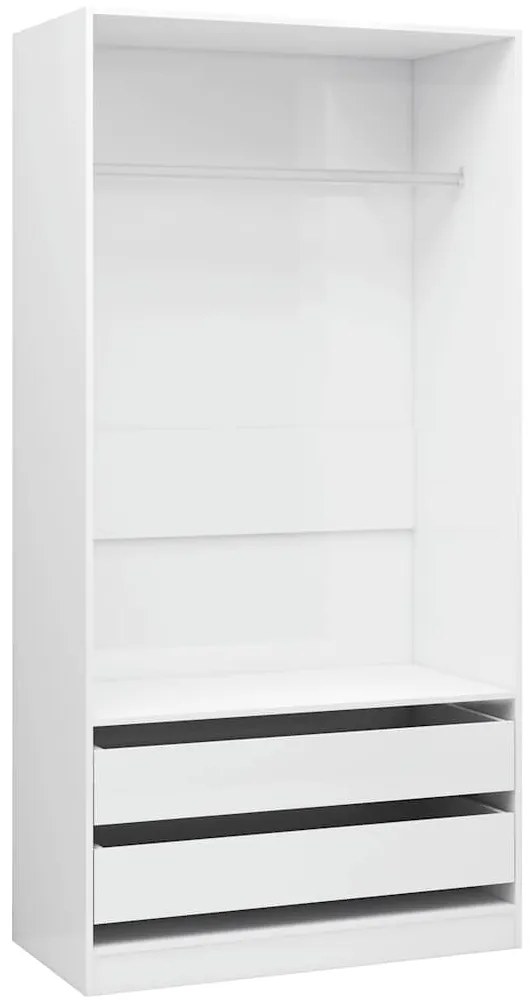 800609 vidaXL Гардероб, бяло със силен гланц, 100x50x200 см, ПДЧ