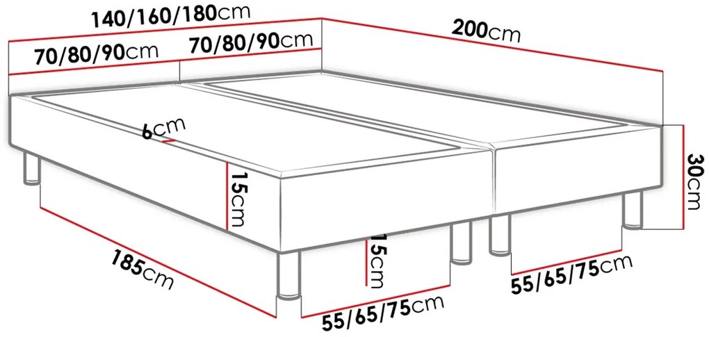 Тапицирано легло Lux-Baza-Menta-200 x 80 x 30