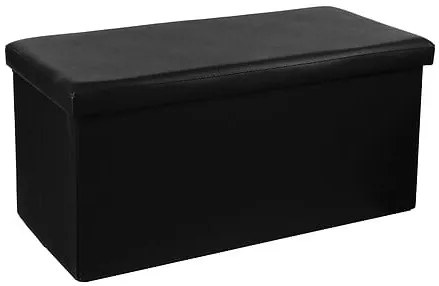 Пейка със съхранение atmosphera Pouffe , MDF, Сгъваем - Черен