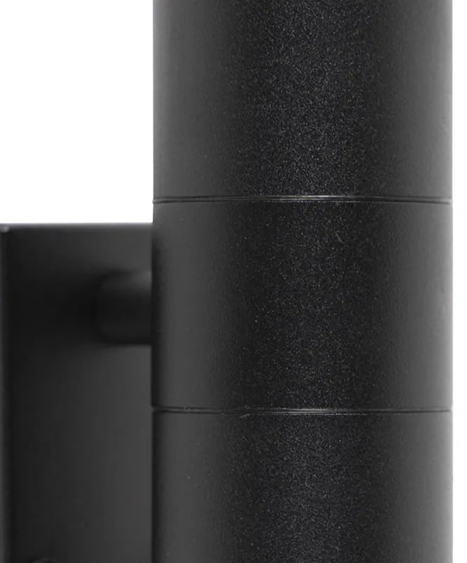 Външна стенна лампа черна 2-светлина с датчик за движение IP44 - Duo