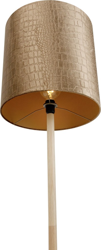 Дървена подова лампа с кадифен абажур с дизайн на крокодил 40 см - Mels