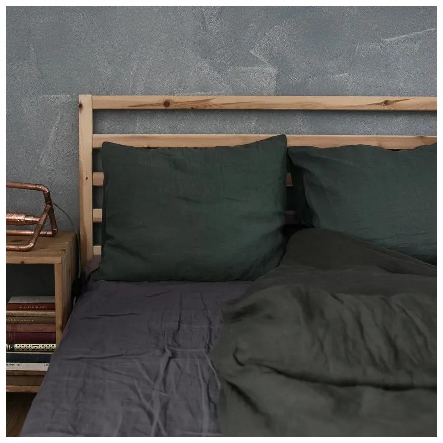 Тъмно сив ленен чаршаф с ластик , 180 x 200 cm - Linen Tales