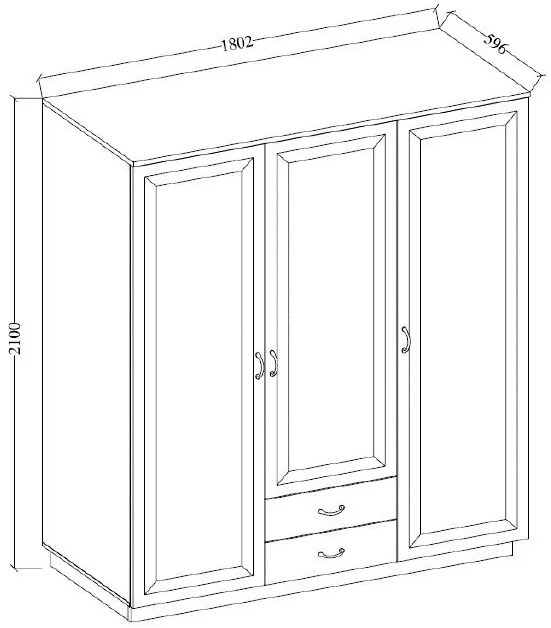 Гардероб с 3 врати Yvette 3D2S