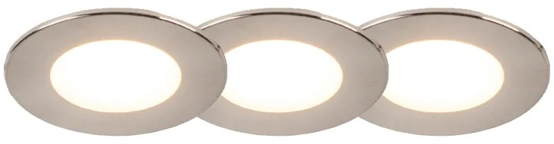 Комплект от 3 вградени спота кръгли стоманени вкл. LED IP65 - Simply