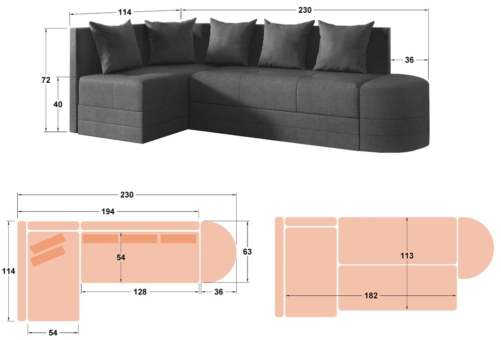 Разтегателен ъглов диван Рейли