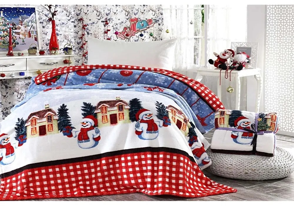 Одеяло с коледен мотив със смес от памук 150x200 cm – Mila Home