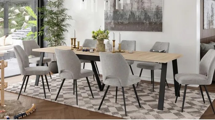 ТУЛИП Тъмно бежово (тъкан UF980-03) - МОДЕРЕН ТАПИЦИРАН СТОЛ ЗА ДНЕВНА/ТРАПЕЗАРИЯ/ОФИС ЛОФТ