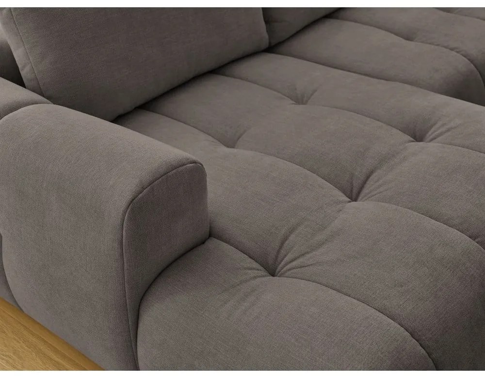 Кафяво-сив сгъваем/с място за съхранение ъглов диван (десен ъгъл/U форма) Fuji – Bobochic Paris