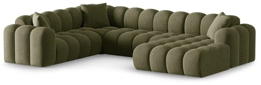 Зелен шенилов ъглов диван (ляв ъгъл/U форма) Treno – Cosmopolitan Design
