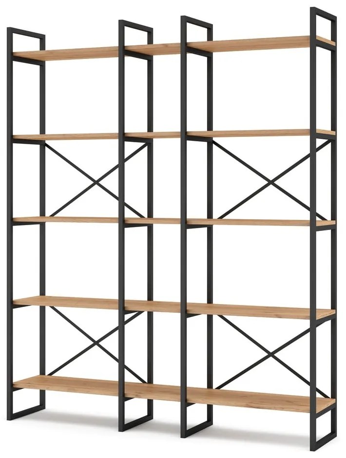 Рафт от черен/естествен дъб 144x175 cm Dusan - Marckeric