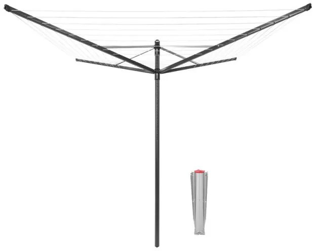 Външен простор Brabantia Lift-O-Matic 1003464, 50 м, Регулируема височина, Метален шиш за вкопаване, Резистентен на корозия, Черен