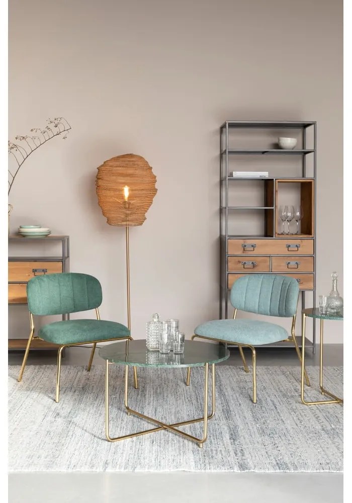 Кръгла масичка за кафе с мраморен плот в зелен и златист цвят ø 70 cm Timpa – White Label