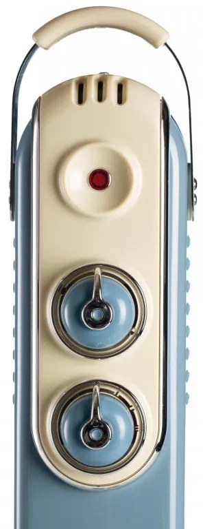Маслен радиатор Ariete VINTAGE 0837/05, 1500W, 7 ребра, 15 м2, 3 степени, Въртящи се на 360 колелца, Дръжка, Син