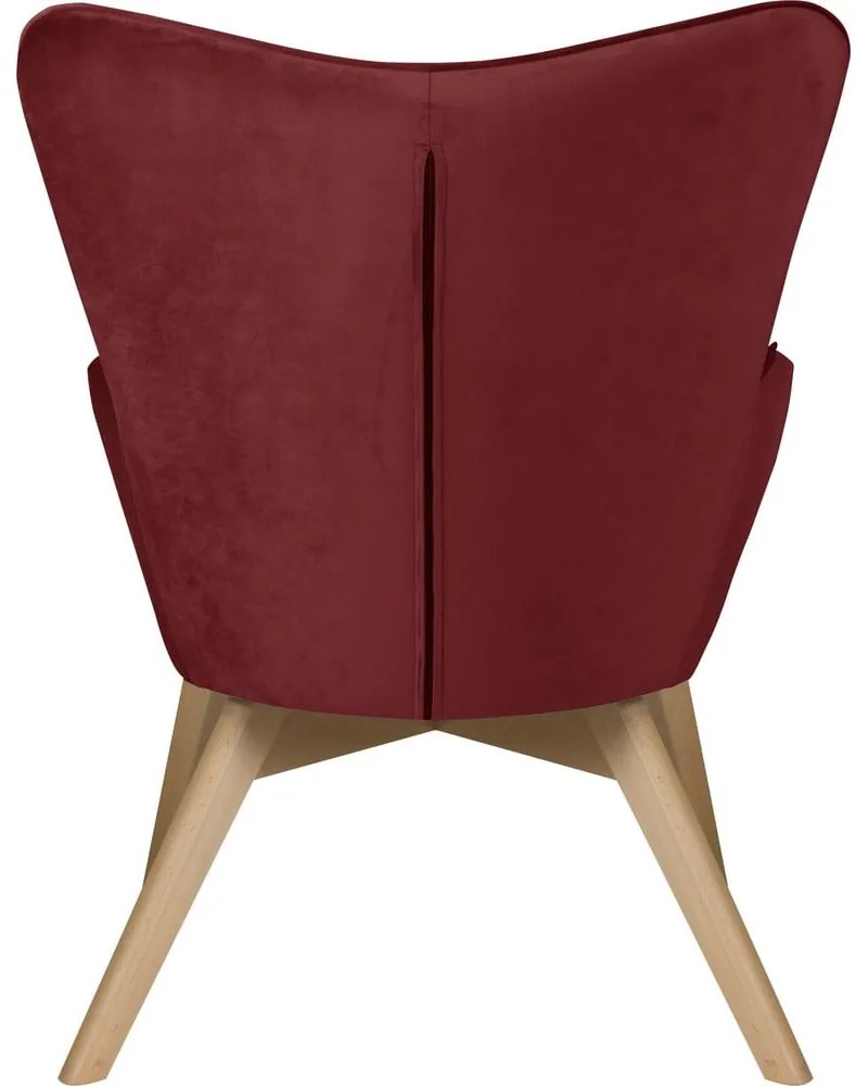 Червен кадифен фотьойл с табуретка Niko – Ropez