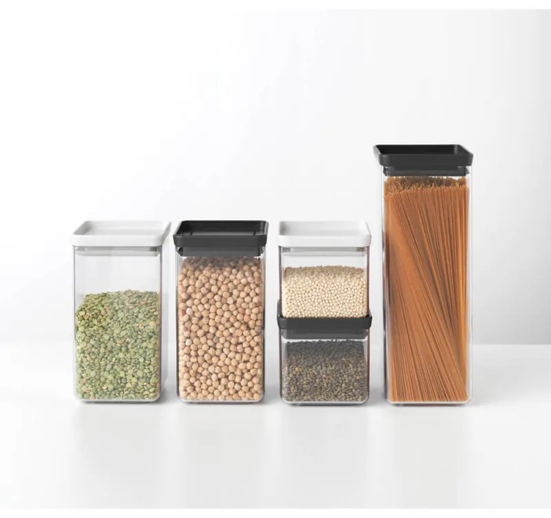 Буркан за съхранение Brabantia Tasty+ 1001172, 1.6 л, Подходящ за съдомиялна и хладилник, Тъмносив