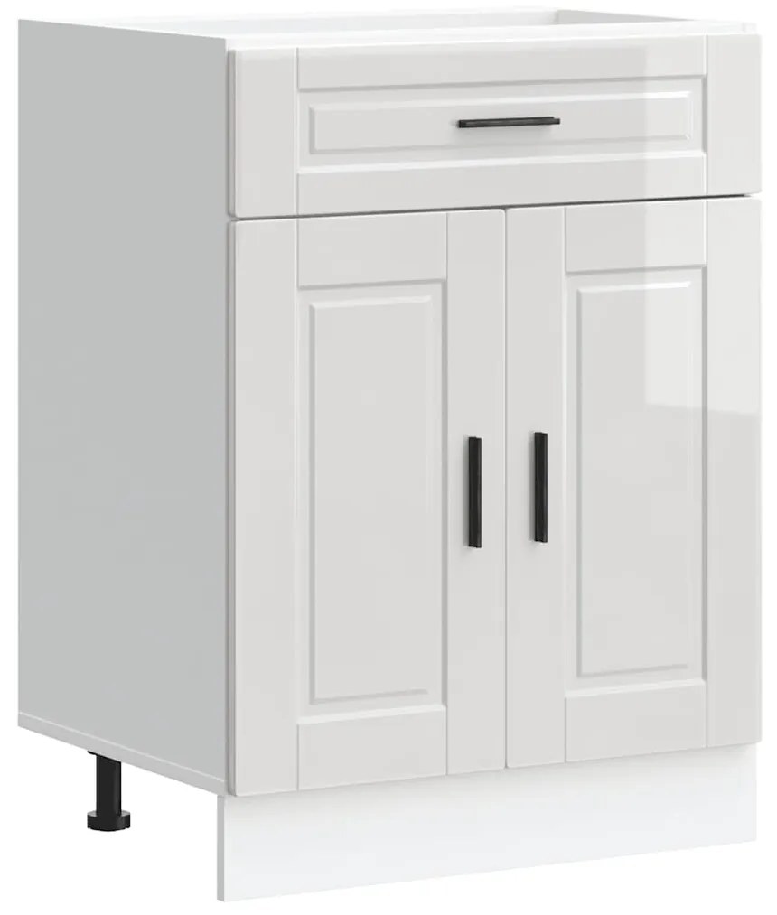 853969 vidaXL Кухненски шкаф Porto, бял гланц, инженерно дърво