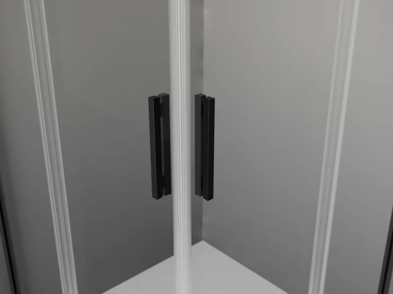 Mexen Exo квадратна плъзгаща се душ кабина 90 x 90 см, прозрачна, черна - 8111-090-090-70-00