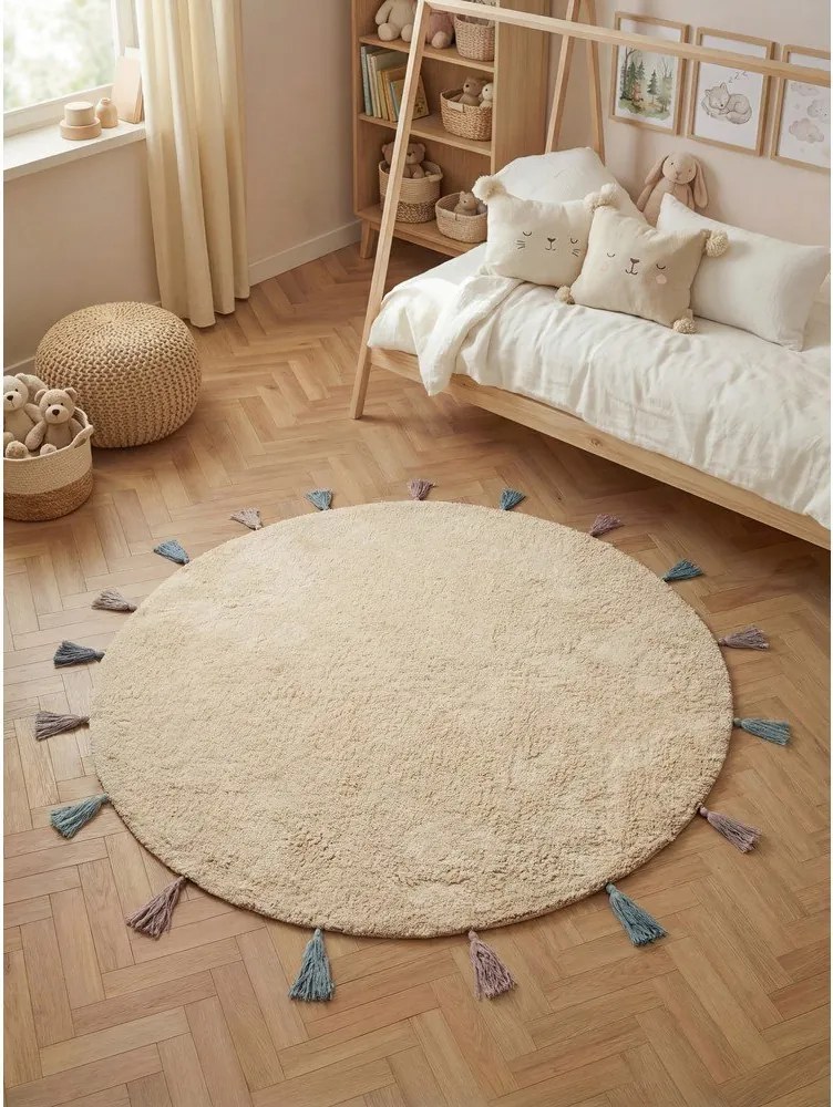 Кремав памучен детски килим подходящ за пране/ръчно изработен ø160 cm Snuggle Sunna – Hanse Home