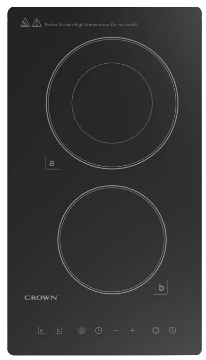 Плот за вграждане с разширяема зона Crown VCP 32D, 3000W, Таймер, Двоен, Тъч скрийн, Черен