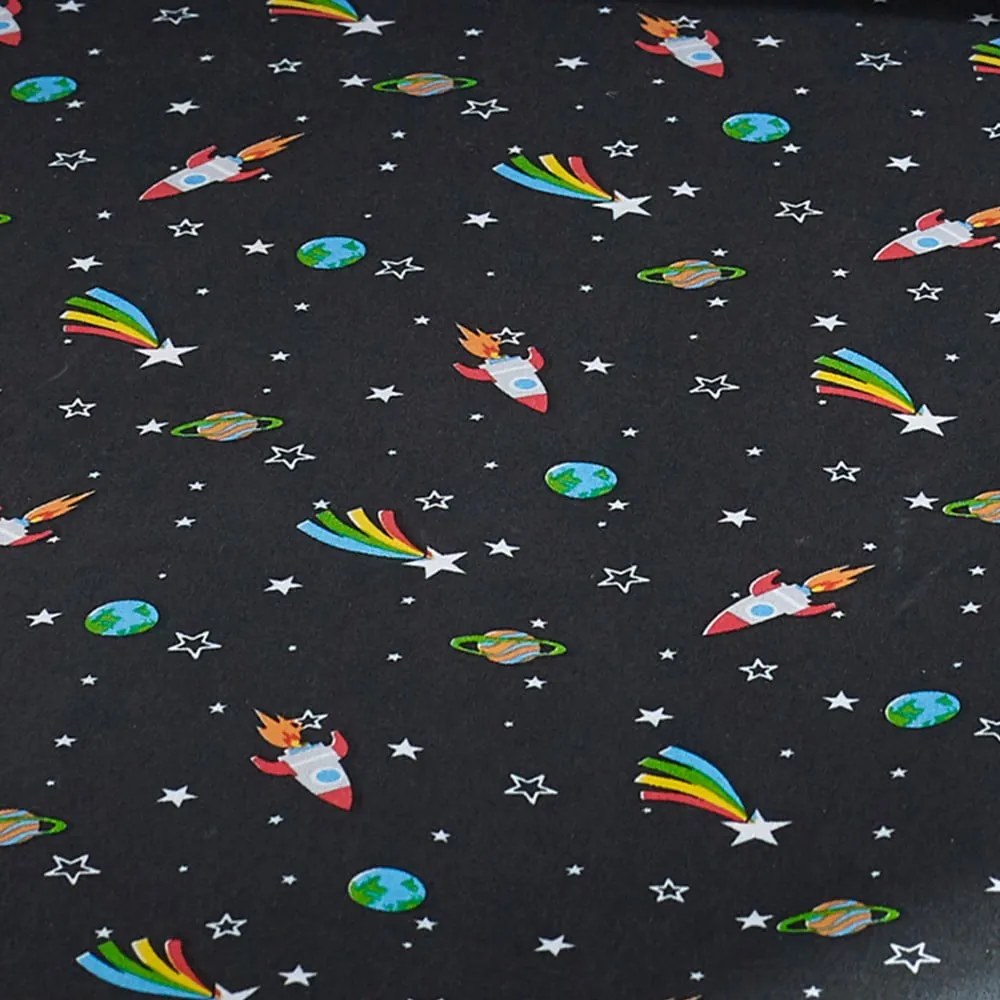 Черен еластичен двоен детски чаршаф 135x190 cm Rainbow Rockets – Catherine Lansfield
