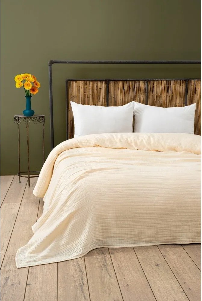 Кремаво муселиново покривало за легло 220x250 cm Muslin – Mijolnir