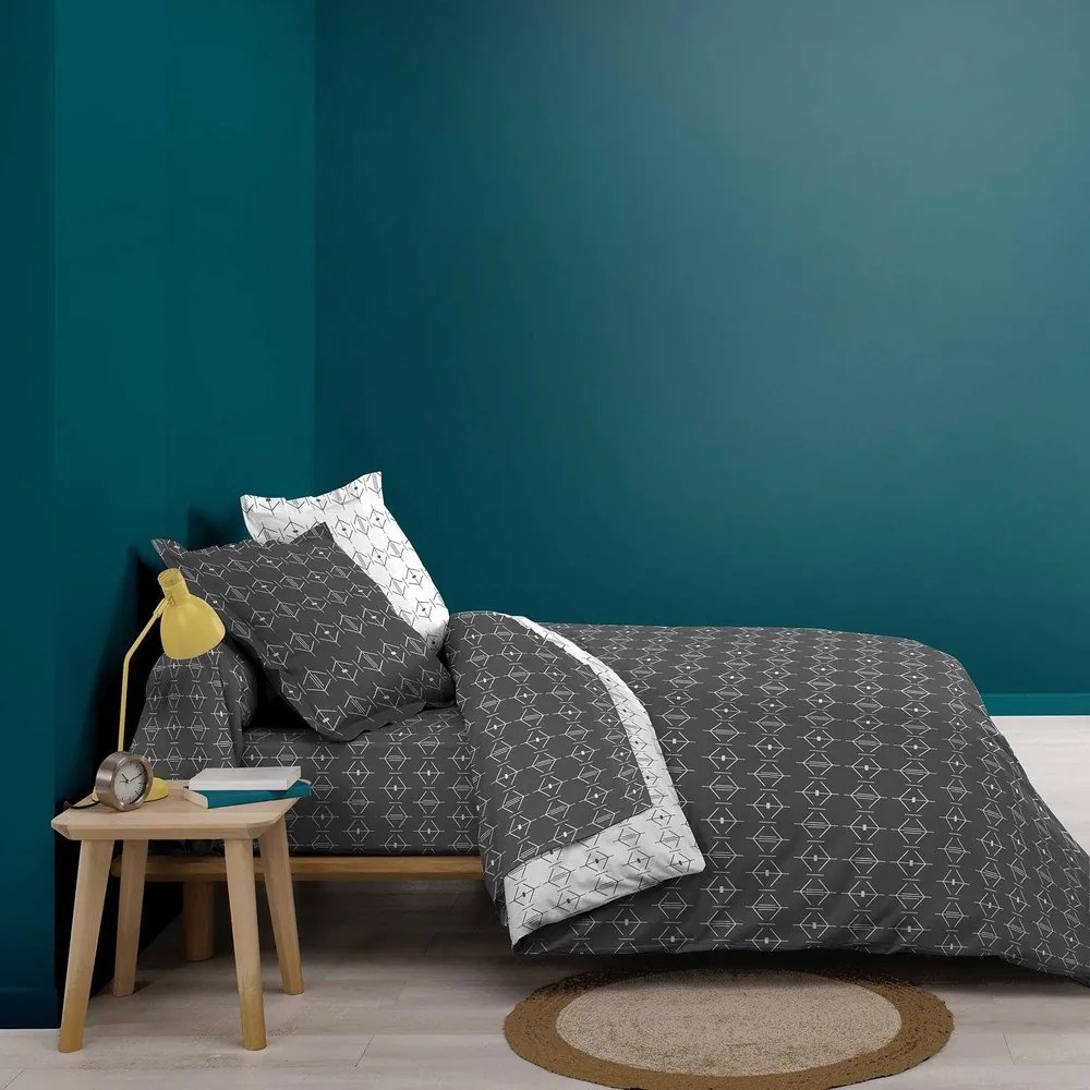Тъмносив еластичен памучен чаршаф 140x190 cm Aristide – douceur d'intérieur
