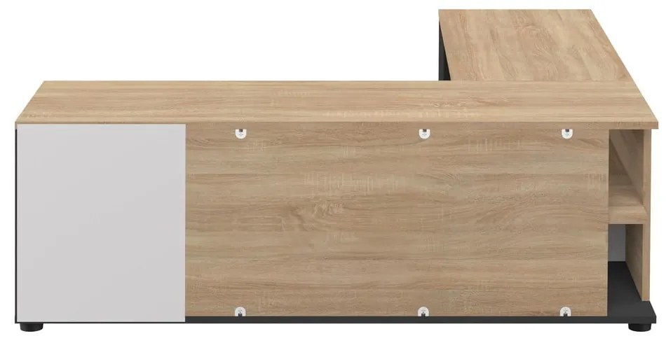 Масичка за телевизор с дъбов декор в черно и натурално 130x46 cm Angle - TemaHome